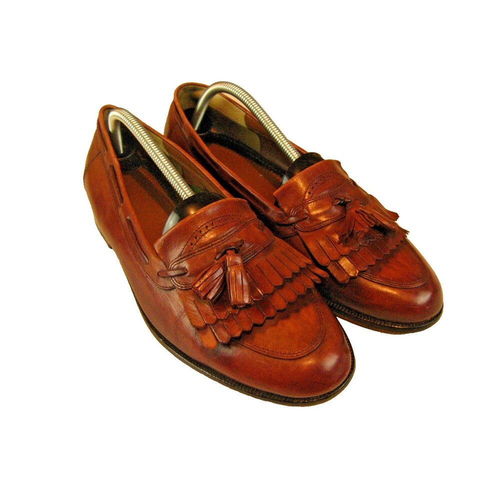 Mens Nettleton Tan Leather Kilted Tassle Loafers sz 10M